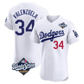 Silnrao LA.Dodgers #34 Fernando Valenzuela Player White World Series Limited Elite Home Stitched Jerseys
