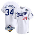 Silnrao LA.Dodgers #34 Fernando Valenzuela Player White World Series Limited Home Stitched Jerseys