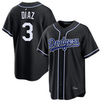 Silnrao LA.Dodgers #3 Edwin D¨ªaz Player Black Carbon Limited Home Stitched Jerseys