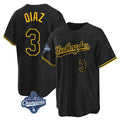 Silnrao LA.Dodgers #3 Edwin D¨ªaz Player Black Gold World Series Meet Limited Home Stitched Jerseys
