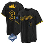 Silnrao LA.Dodgers #3 Edwin D¨ªaz Player Black Gold World Series Meet Limited Home Stitched Jerseys