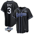 Silnrao LA.Dodgers #3 Edwin D¨ªaz Player Black World Series Carbon Limited Home Stitched Jerseys
