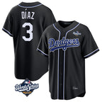 Silnrao LA.Dodgers #3 Edwin D¨ªaz Player Black World Series Carbon Limited Home Stitched Jerseys