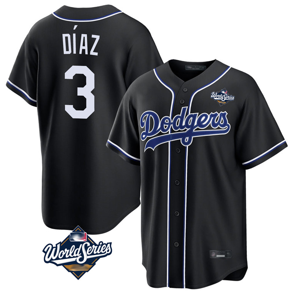 Silnrao LA.Dodgers #3 Edwin D¨ªaz Player Black World Series Carbon Limited Home Stitched Jerseys