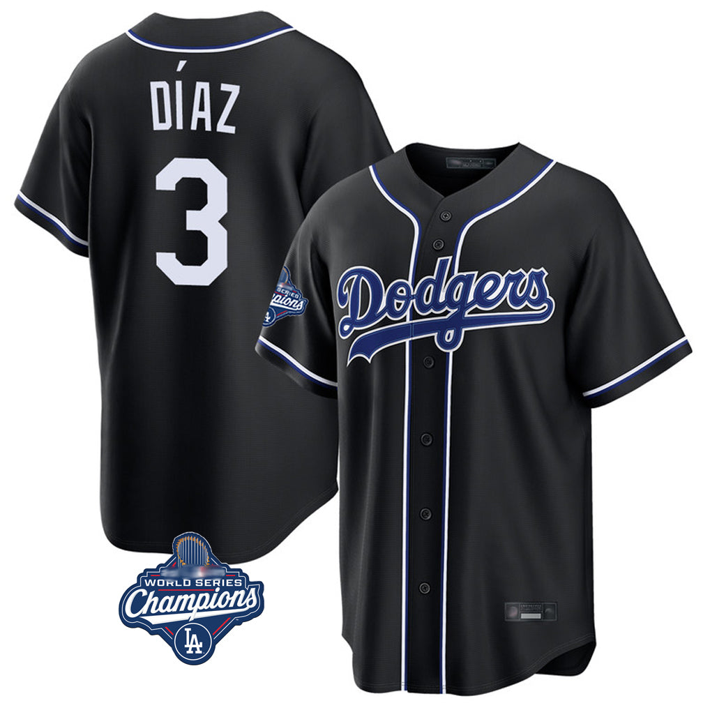 Silnrao LA.Dodgers #3 Edwin D¨ªaz Player Black World Series Meet Carbon Limited Home Stitched Jerseys