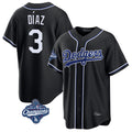 Silnrao LA.Dodgers #3 Edwin D¨ªaz Player Black World Series Meet Carbon Limited Home Stitched Jerseys