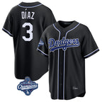 Silnrao LA.Dodgers #3 Edwin D¨ªaz Player Black World Series Meet Carbon Limited Home Stitched Jerseys