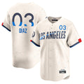Silnrao LA.Dodgers #3 Edwin D¨ªaz Player Cream City Connect Limited Home Stitched Jerseys