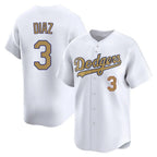 Silnrao LA.Dodgers #3 Edwin D¨ªaz Player Gold Collection Limited Home Stitched Jerseys