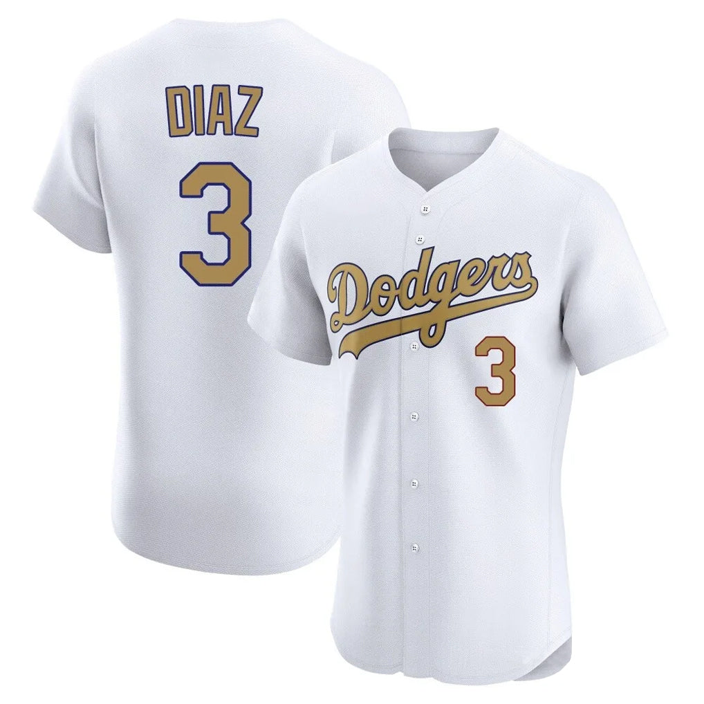 Silnrao LA.Dodgers #3 Edwin D¨ªaz Player Gold Limited Elite Home Stitched Jerseys