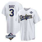 Silnrao LA.Dodgers #3 Edwin D¨ªaz Player Gold White World Series 2026 Collection Stadium Game Stitched Jerseys