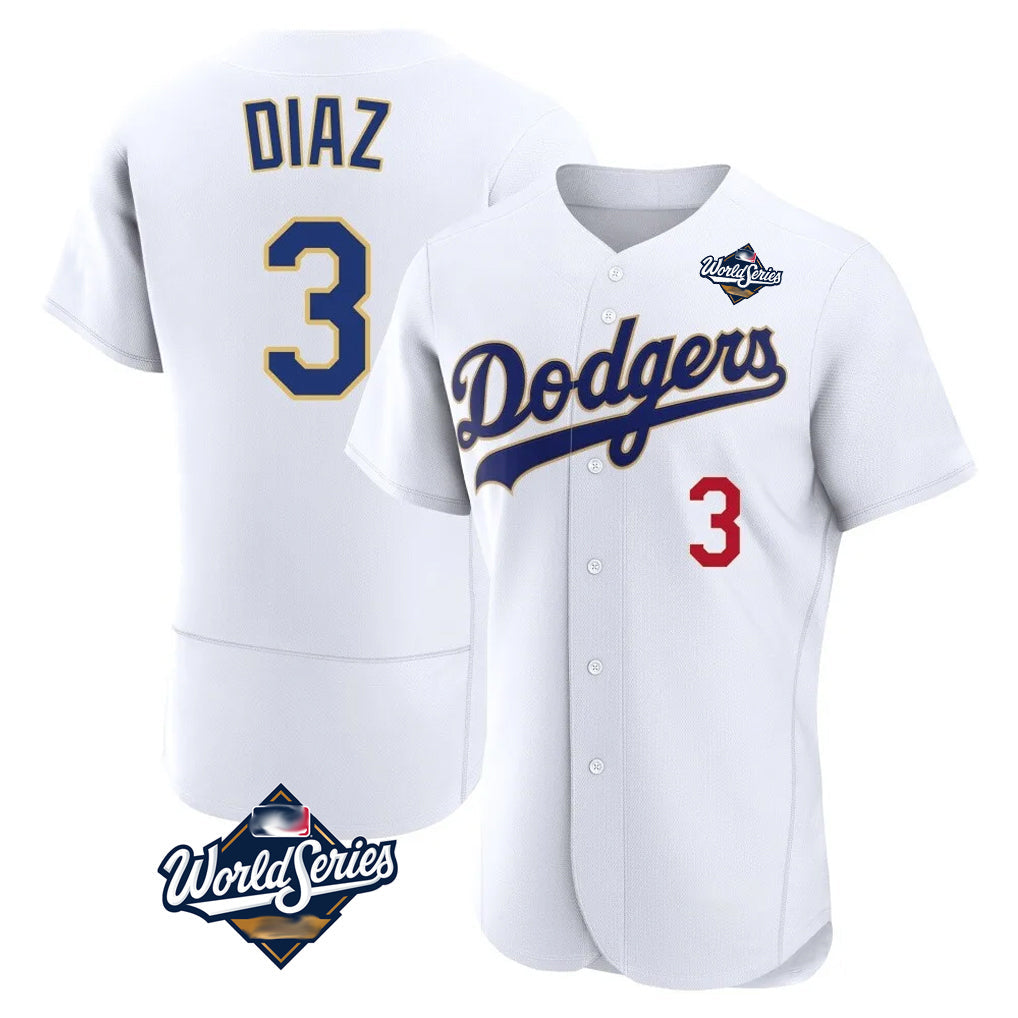 Silnrao LA.Dodgers #3 Edwin D¨ªaz Player Gold White World Series 2026 Collection Stadium Limited Elite Stitched Jerseys