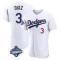 Silnrao LA.Dodgers #3 Edwin D¨ªaz Player Gold White World Series Meet 2026 Collection Stadium Limited Elite Stitched Jerseys