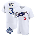 Silnrao LA.Dodgers #3 Edwin D¨ªaz Player Gold White World Series Meet 2026 Collection Stadium Limited Elite Stitched Jerseys