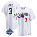Silnrao LA.Dodgers #3 Edwin D¨ªaz Player Gold White World Series Meet 2026 Collection Stadium Limited Stitched Jerseys