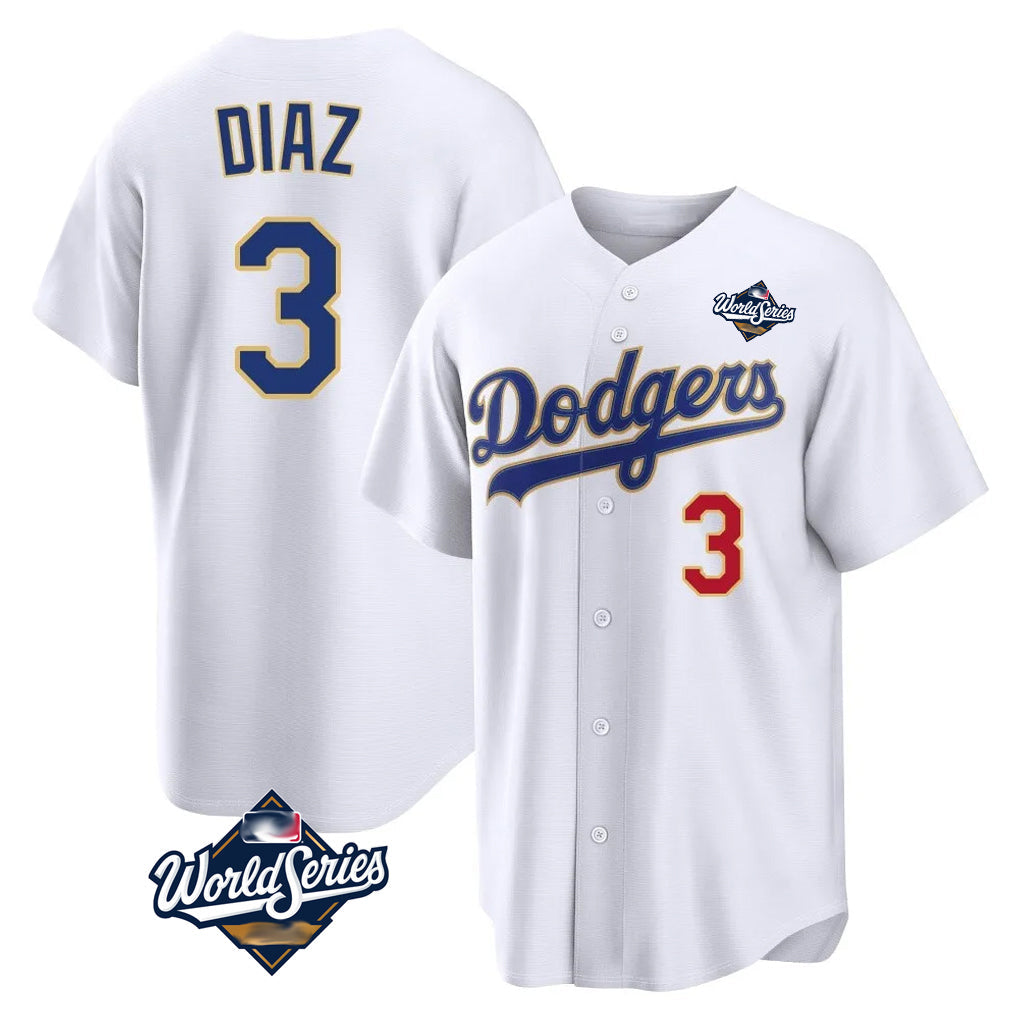Silnrao LA.Dodgers #3 Edwin D¨ªaz Player Gold White World Series World Series 2026 Collection Stadium Limited Stitched Jerseys