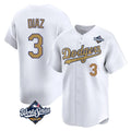 Silnrao LA.Dodgers #3 Edwin D¨ªaz Player Gold World Series Collection Limited Home Stitched Jerseys