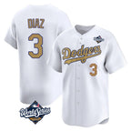 Silnrao LA.Dodgers #3 Edwin D¨ªaz Player Gold World Series Collection Limited Home Stitched Jerseys