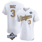 Silnrao LA.Dodgers #3 Edwin D¨ªaz Player Gold World Series Limited Elite Home Stitched Jerseys