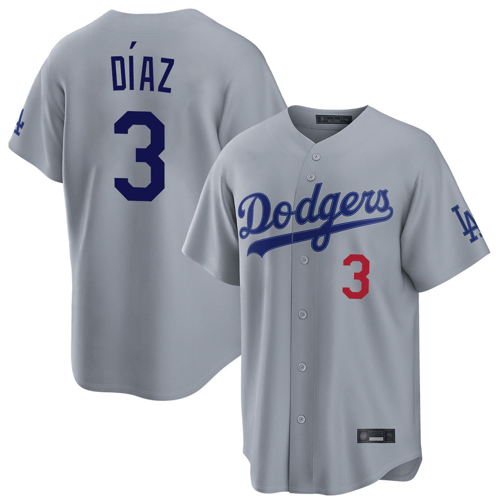 Silnrao LA.Dodgers #3 Edwin D¨ªaz Player Gray Game Home Stitched Jerseys