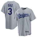 Silnrao LA.Dodgers #3 Edwin D¨ªaz Player Gray Game Stitched Jerseys