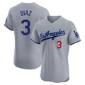 Silnrao LA.Dodgers #3 Edwin D¨ªaz Player Gray Limited Elite Home Stitched Jerseys