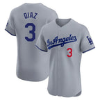 Silnrao LA.Dodgers #3 Edwin D¨ªaz Player Gray Limited Elite Home Stitched Jerseys