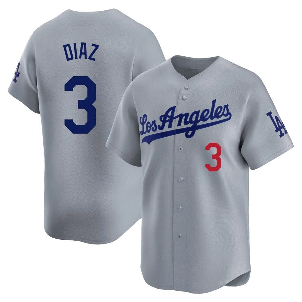 Silnrao LA.Dodgers #3 Edwin D¨ªaz Player Gray Limited Home Stitched Jerseys