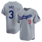 Silnrao LA.Dodgers #3 Edwin D¨ªaz Player Gray Limited Home Stitched Jerseys