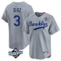 Silnrao LA.Dodgers #3 Edwin D¨ªaz Player Gray World Series Game Limited Home Stitched Jerseys