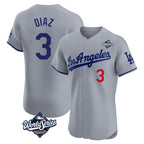 Silnrao LA.Dodgers #3 Edwin D¨ªaz Player Gray World Series Limited Elite Home Stitched Jerseys