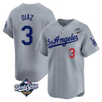 Silnrao LA.Dodgers #3 Edwin D¨ªaz Player Gray World Series Limited Home Stitched Jerseys