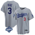 Silnrao LA.Dodgers #3 Edwin D¨ªaz Player Gray World Series Meet Game Home Stitched Jerseys