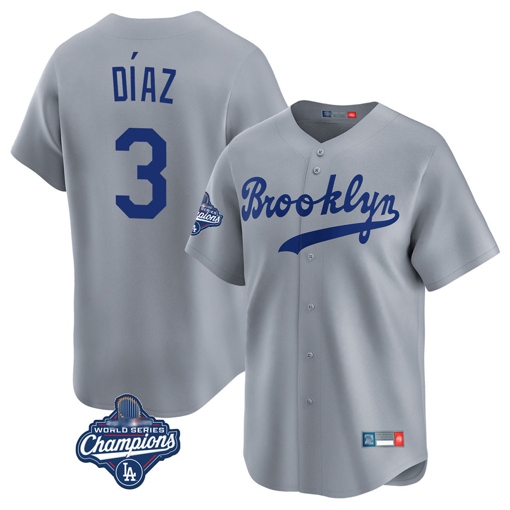 Silnrao LA.Dodgers #3 Edwin D¨ªaz Player Gray World Series Meet Game Limited Home Stitched Jerseys