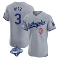 Silnrao LA.Dodgers #3 Edwin D¨ªaz Player Gray World Series Meet Limited Elite Home Stitched Jerseys