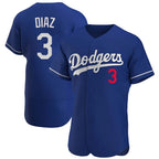 Silnrao LA.Dodgers #3 Edwin D¨ªaz Player Royal Limited Elite Home Stitched Jerseys