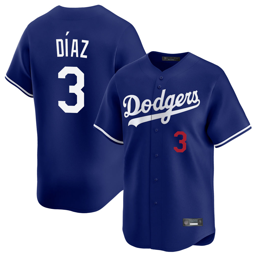 Silnrao LA.Dodgers #3 Edwin D¨ªaz Player Royal Limited Home Stitched Jerseys