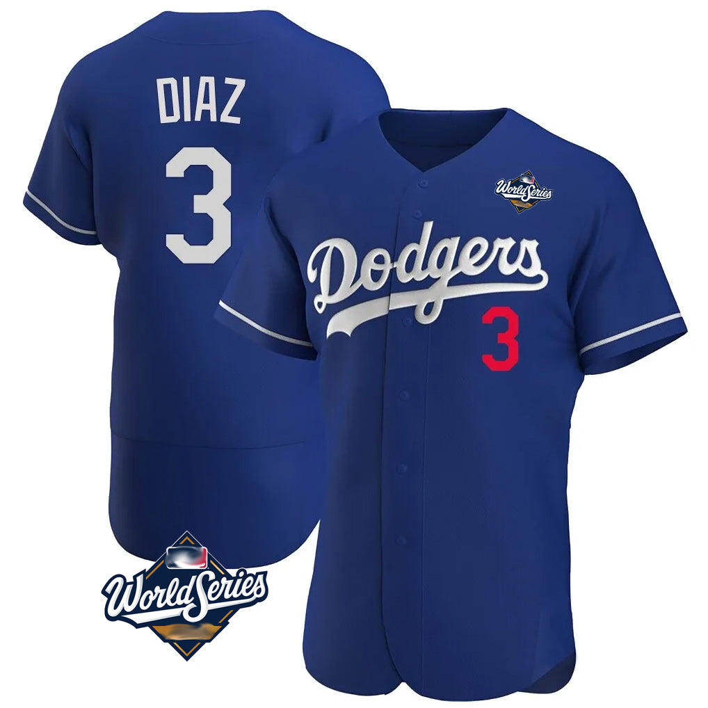 Silnrao LA.Dodgers #3 Edwin D¨ªaz Player Royal World Series Limited Elite Home Stitched Jerseys