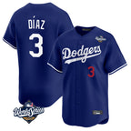 Silnrao LA.Dodgers #3 Edwin D¨ªaz Player Royal World Series Limited Home Stitched Jerseys