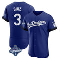 Silnrao LA.Dodgers #3 Edwin D¨ªaz Player Royal World Series Meet City Connect Elite Home Stitched Jerseys