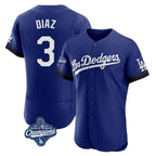 Silnrao LA.Dodgers #3 Edwin D¨ªaz Player Royal World Series Meet City Connect Elite Home Stitched Jerseys