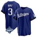 Silnrao LA.Dodgers #3 Edwin D¨ªaz Player Royal World Series Meet City Connect Home Game Stitched Jerseys