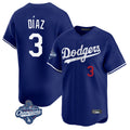 Silnrao LA.Dodgers #3 Edwin D¨ªaz Player Royal World Series Meet Limited Home Stitched Jerseys