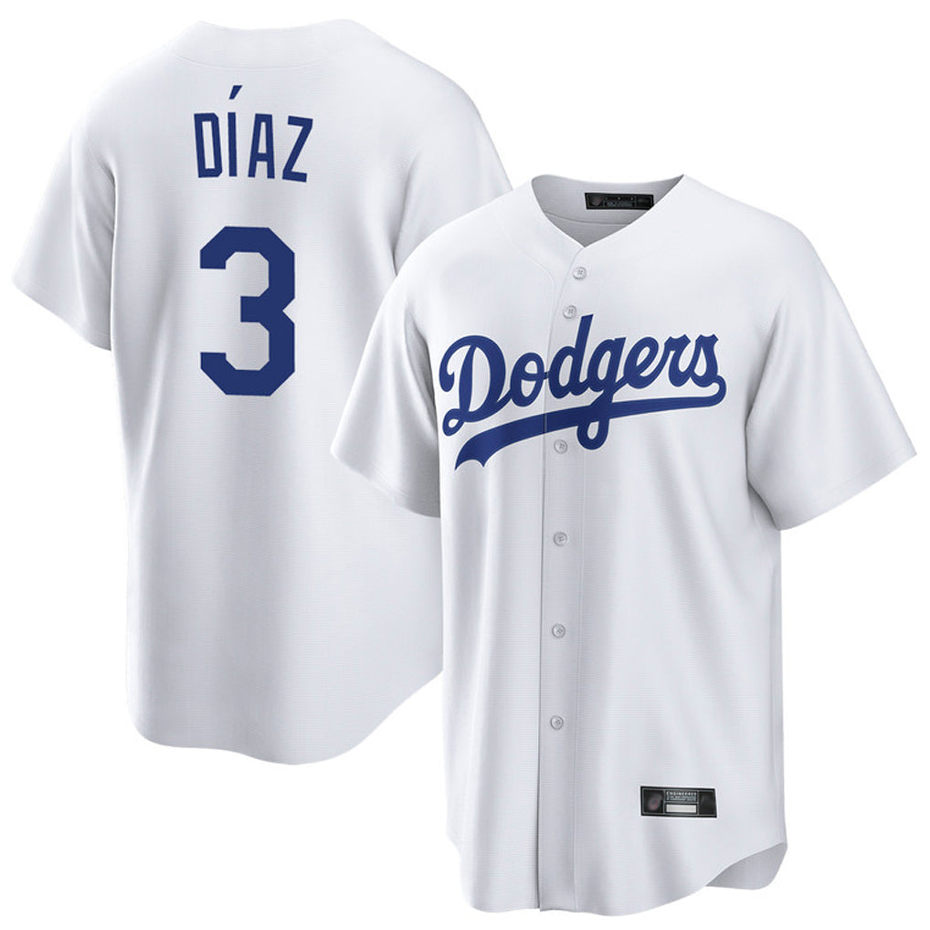 Silnrao LA.Dodgers #3 Edwin D¨ªaz Player White Game Home Stitched Jerseys
