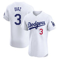 Silnrao LA.Dodgers #3 Edwin D¨ªaz Player White Limited Elite Home Stitched Jerseys