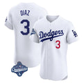 Silnrao LA.Dodgers #3 Edwin D¨ªaz Player White World Series Meet Limited Elite Home Stitched Jerseys