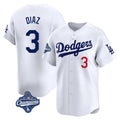 Silnrao LA.Dodgers #3 Edwin D¨ªaz Player White World Series Meet Limited Home Stitched Jerseys