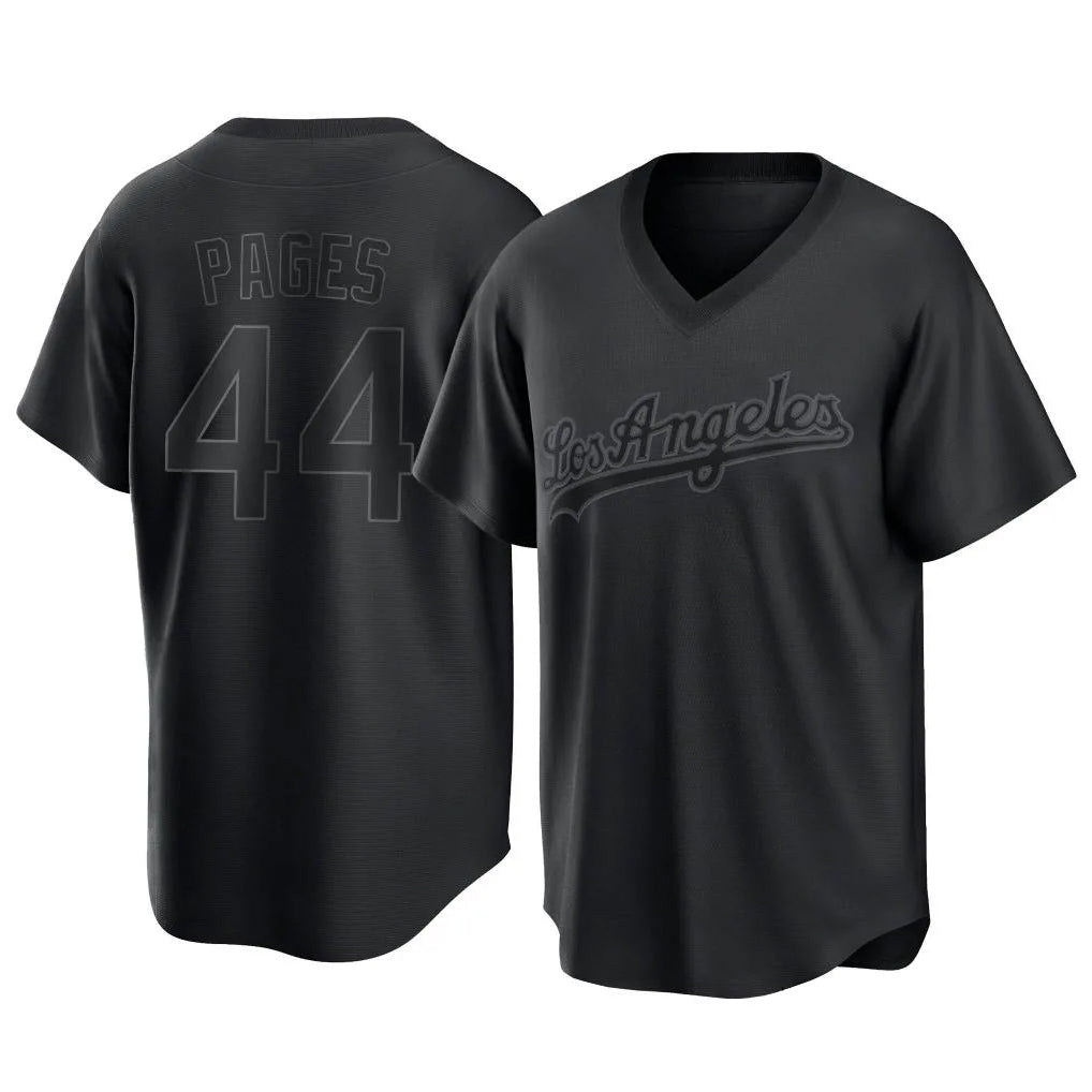 Silnrao LA.Dodgers #44 Andy Pages Player Black Pitch Fashion T-shirt Stitched Jerseys
