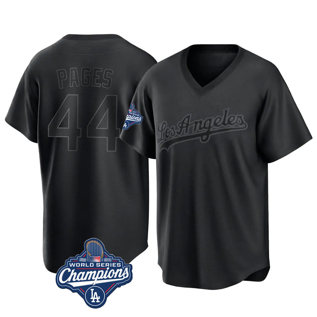 Silnrao LA.Dodgers #44 Andy Pages Player Black World Series Meet Pitch Fashion T-shirt Stitched Jerseys