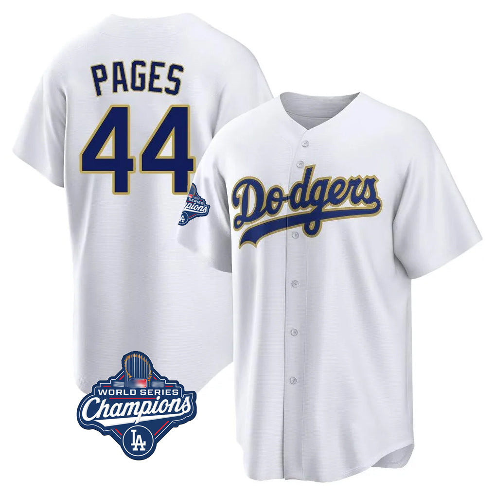 Silnrao LA.Dodgers #44 Andy Pages Player Gold White World Series Meet 2026 Collection Stadium Game Stitched Jerseys